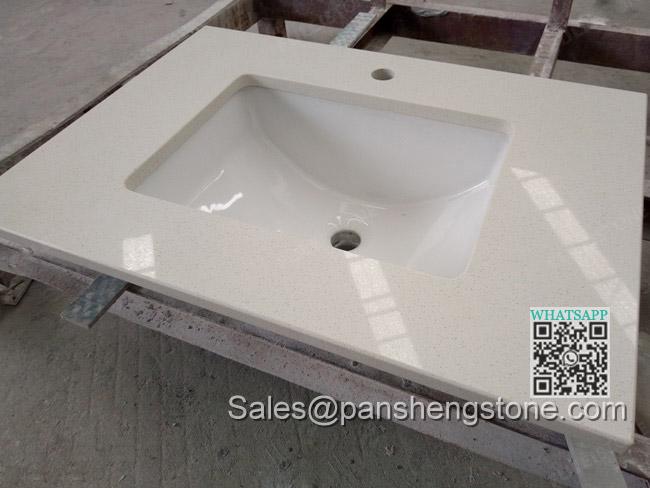 Light beige quartz stone vanity tops   Quartz Countertops