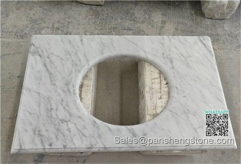 White Calacatta nano glass bathroom vanity top   Nanoglass countertops